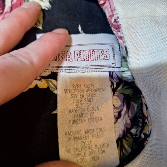 Lisa Petites Vintage 80s Black Floral Lace Bib Collared Neck Midi Dress Size 14 - Picture 3 of 11